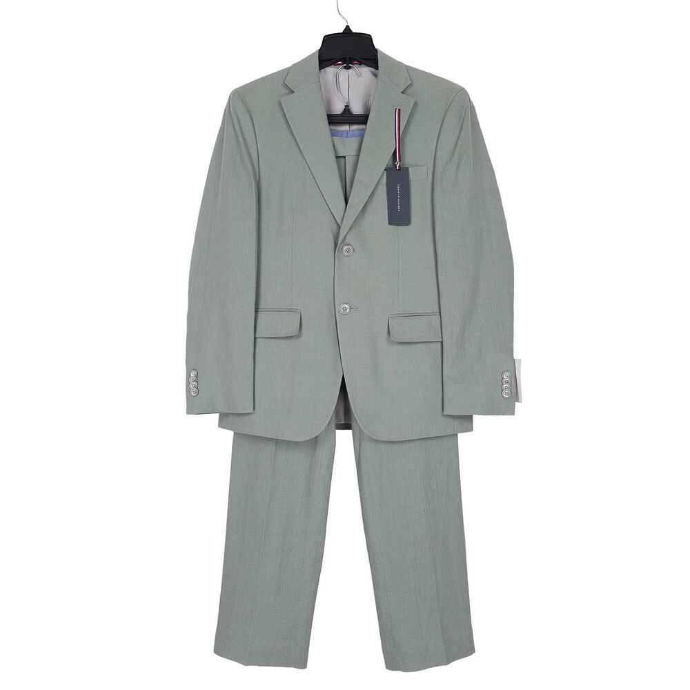 Tommy Hilfiger Mens Modern Fit Linen 2 Piece Suit 36S 31x30 Sage Green Solid NWT